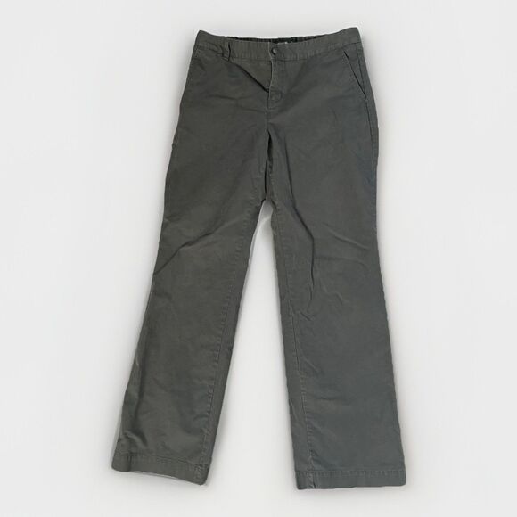 Eddie Bauer Sz 10 Women Green Vashon Straight Chino Pants Cotton Blend Zip Solid - Picture 1 of 8